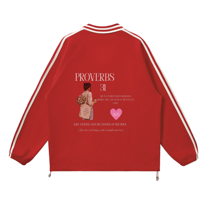 P31 Contrast Striped Lapel Collar Sweatshirt