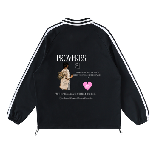 P31 Contrast Striped Lapel Collar Sweatshirt