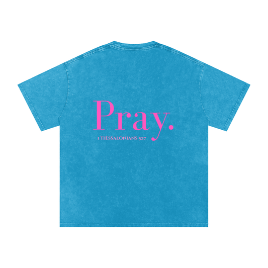 Always Pray Snow Washed Oversized Cotton T-Shirt